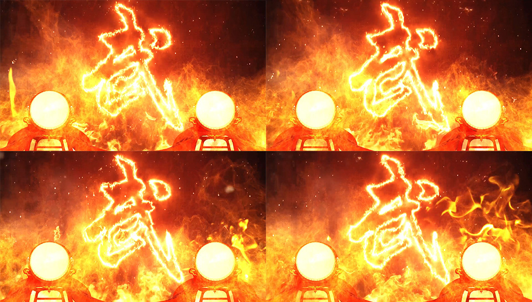 武术表演火焰燃烧LED背景视频