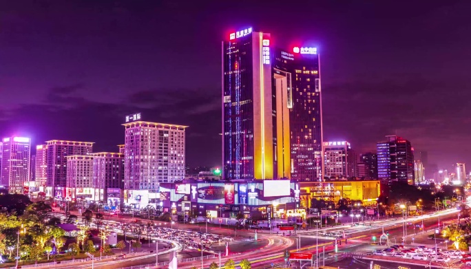 东莞市区鸿福路夜景延时摄影