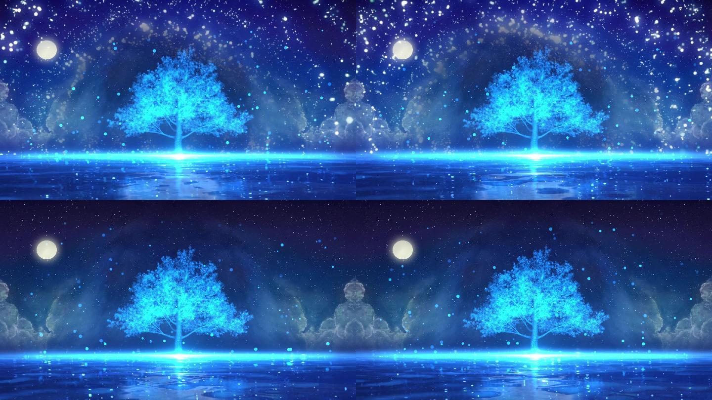 梦幻蓝色树大屏背景01