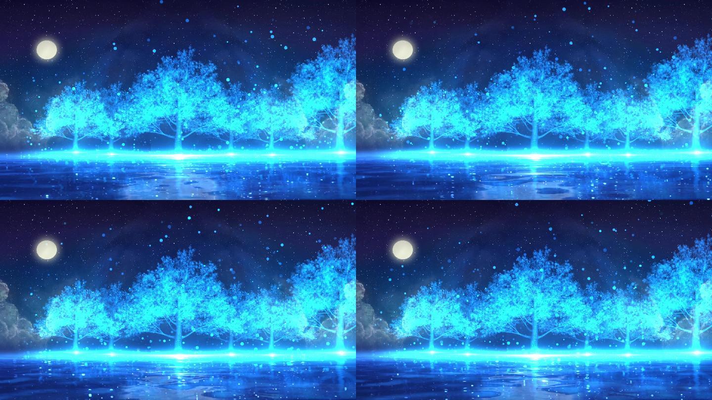 梦幻蓝色树大屏背景02