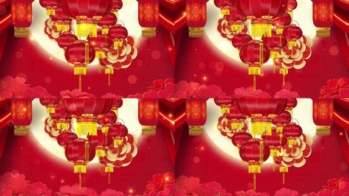 红灯笼中国风春节元旦喜庆舞台背景