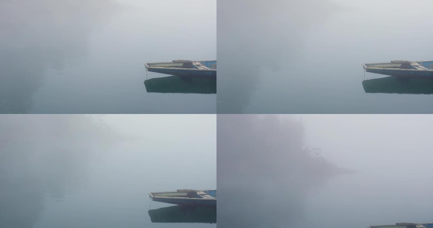 4K大雾河面的渔船03