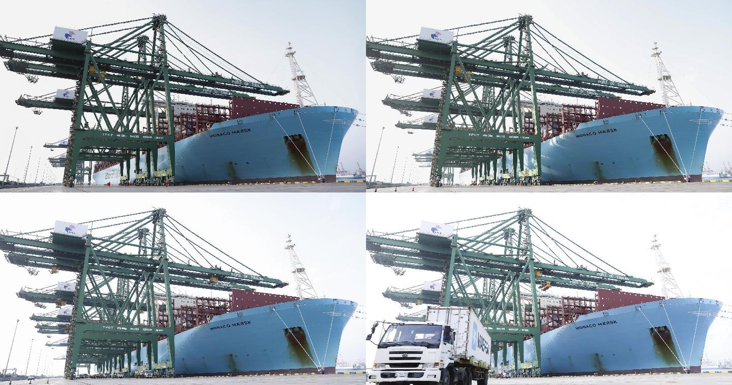 港口货轮集装箱装卸4K