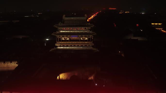 航拍4K山西平遥古城张灯结彩中国年