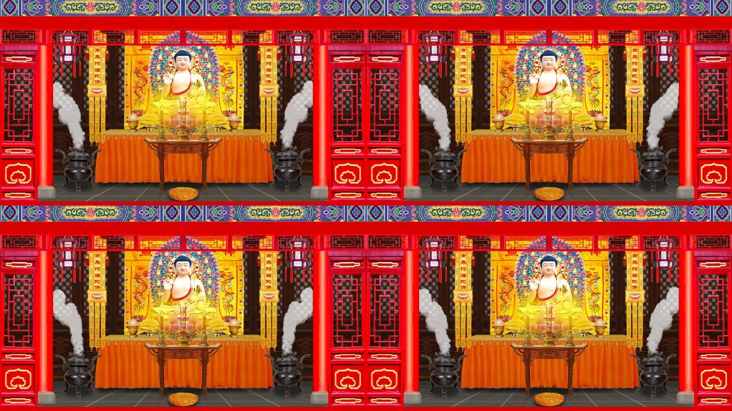 释迦摩尼坐像-寺庙佛堂背景3