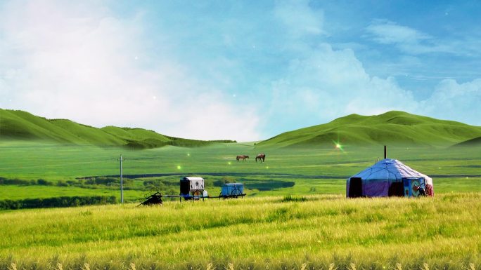 蒙古草原背景循环