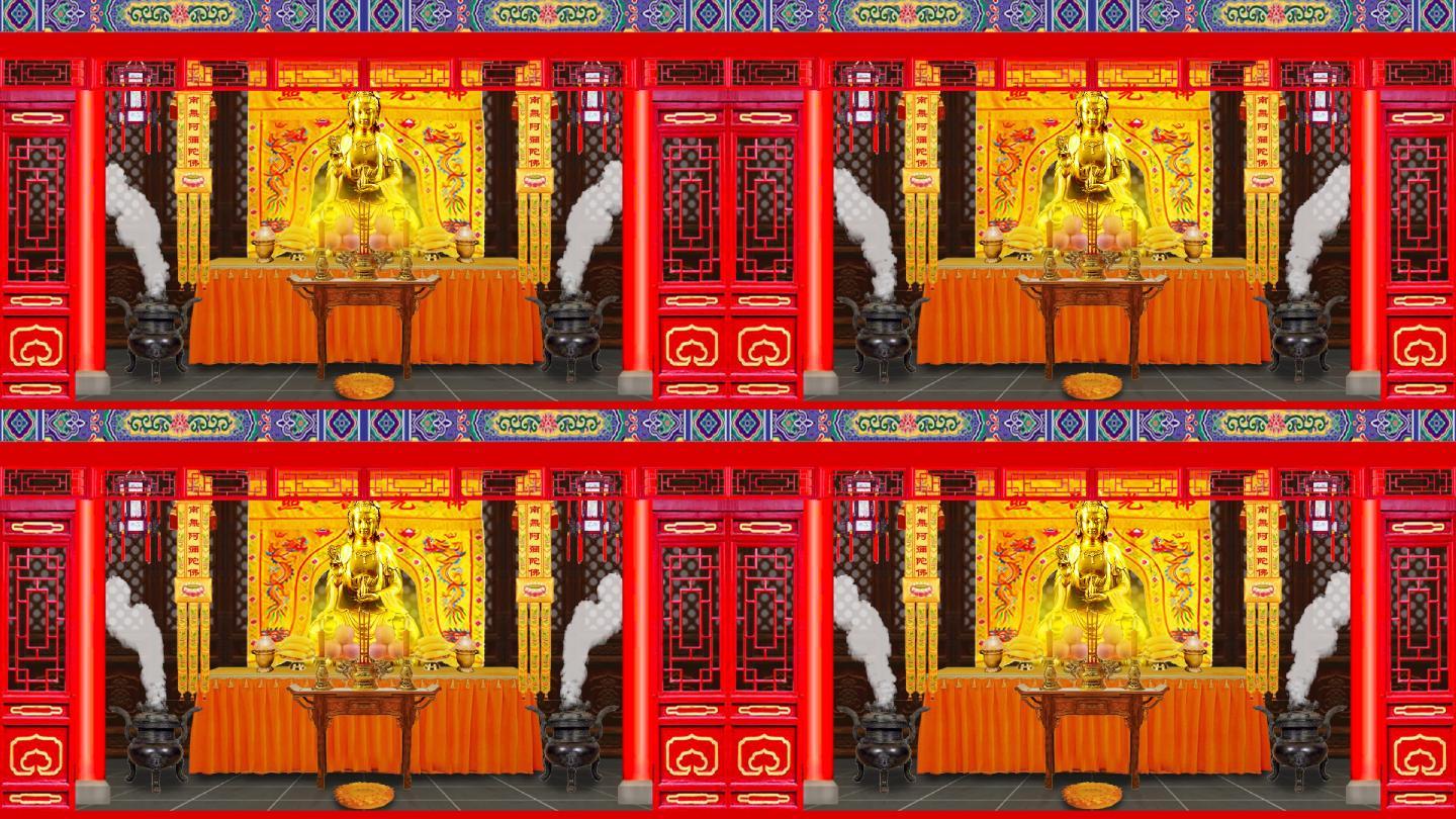 观音菩萨金身坐像-寺庙佛堂背景2
