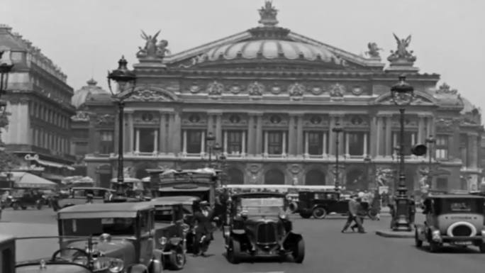 30年代法国巴黎街道街景车流繁荣繁华景象