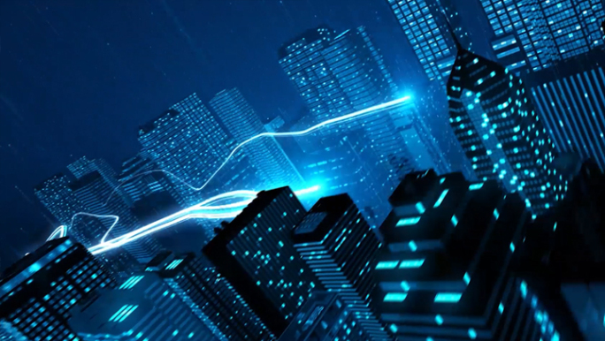 科技城市穿梭光线开场视频