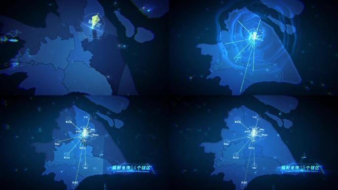 科技感上海地图辐射全市AE模版