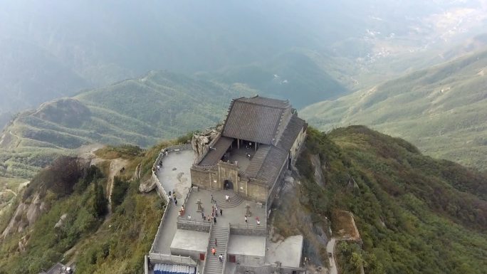 湖南衡山祝融峰山顶航拍