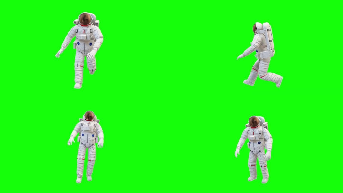 3d宇航员行走打招呼绿幕抠像动画
