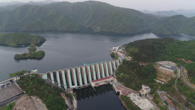 安徽金寨县梅山水库原始航拍素材