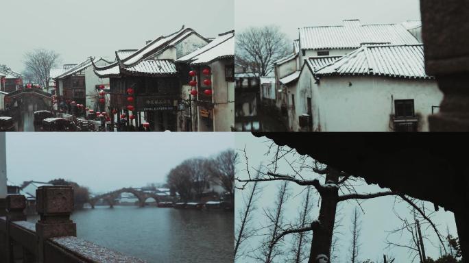 苏州山塘古镇冬天雪景