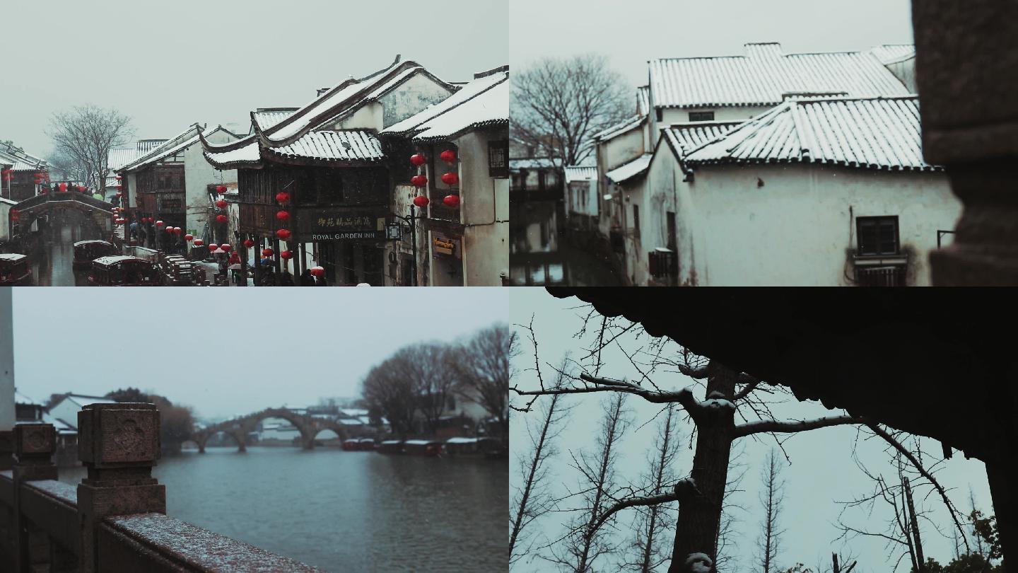 苏州山塘古镇冬天雪景