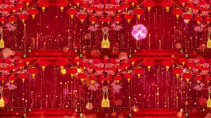 过年鞭炮灯笼舞台背景循环