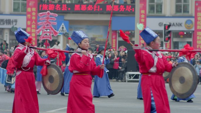 过年春节热闹中国年舞龙传统民俗热闹巡游