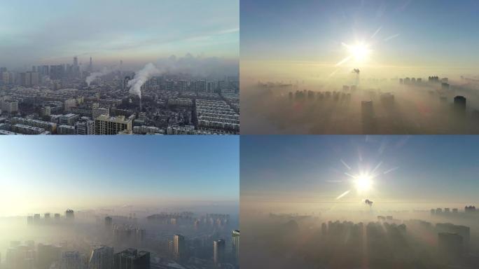 雾霾、烟窗、城市光线、污染、云雾缭绕