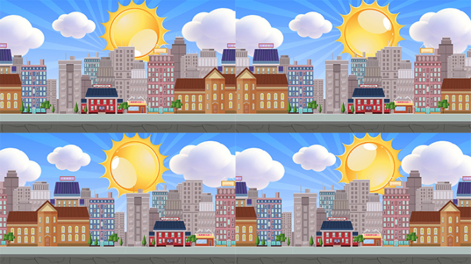 可爱卡通城市走屏动画led大屏幕背景视频