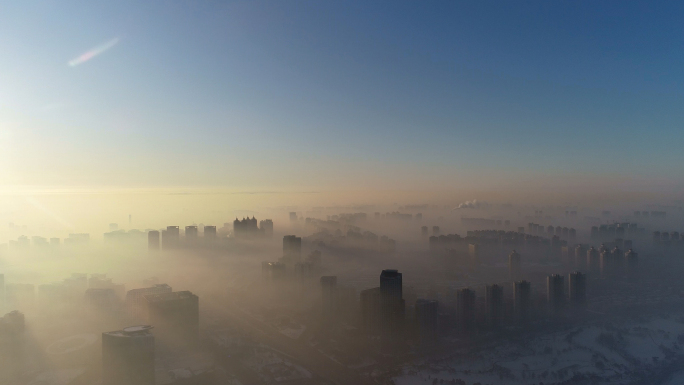 城市雾霾、雾、光、太阳、逆光、污染