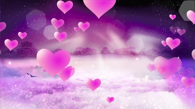 紫色爱心浪漫背景循环
