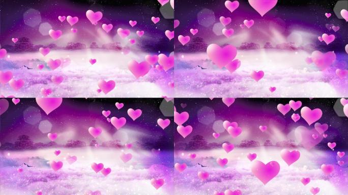 紫色爱心浪漫背景循环