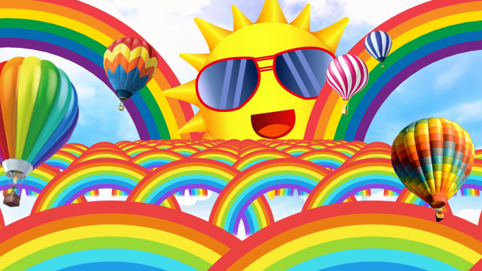 彩虹太阳卡通可爱幼儿园LED背景视频