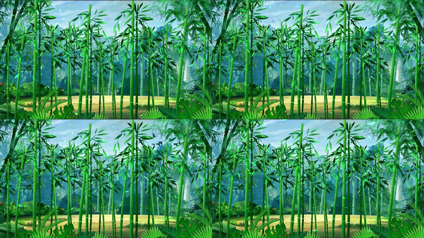 熊猫乐园竹林卡通背景