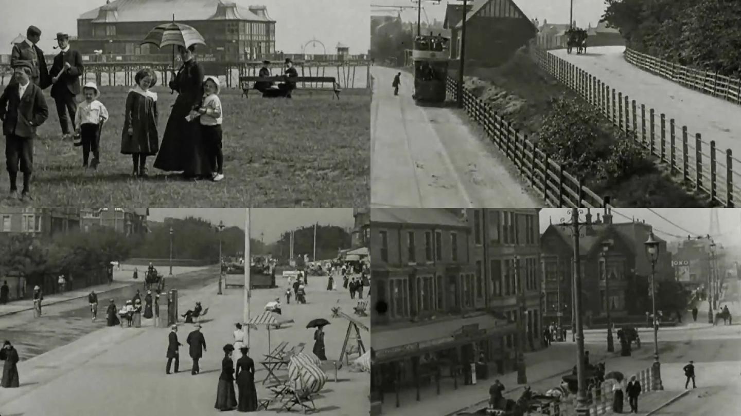 1903年英国电车观看城市风景