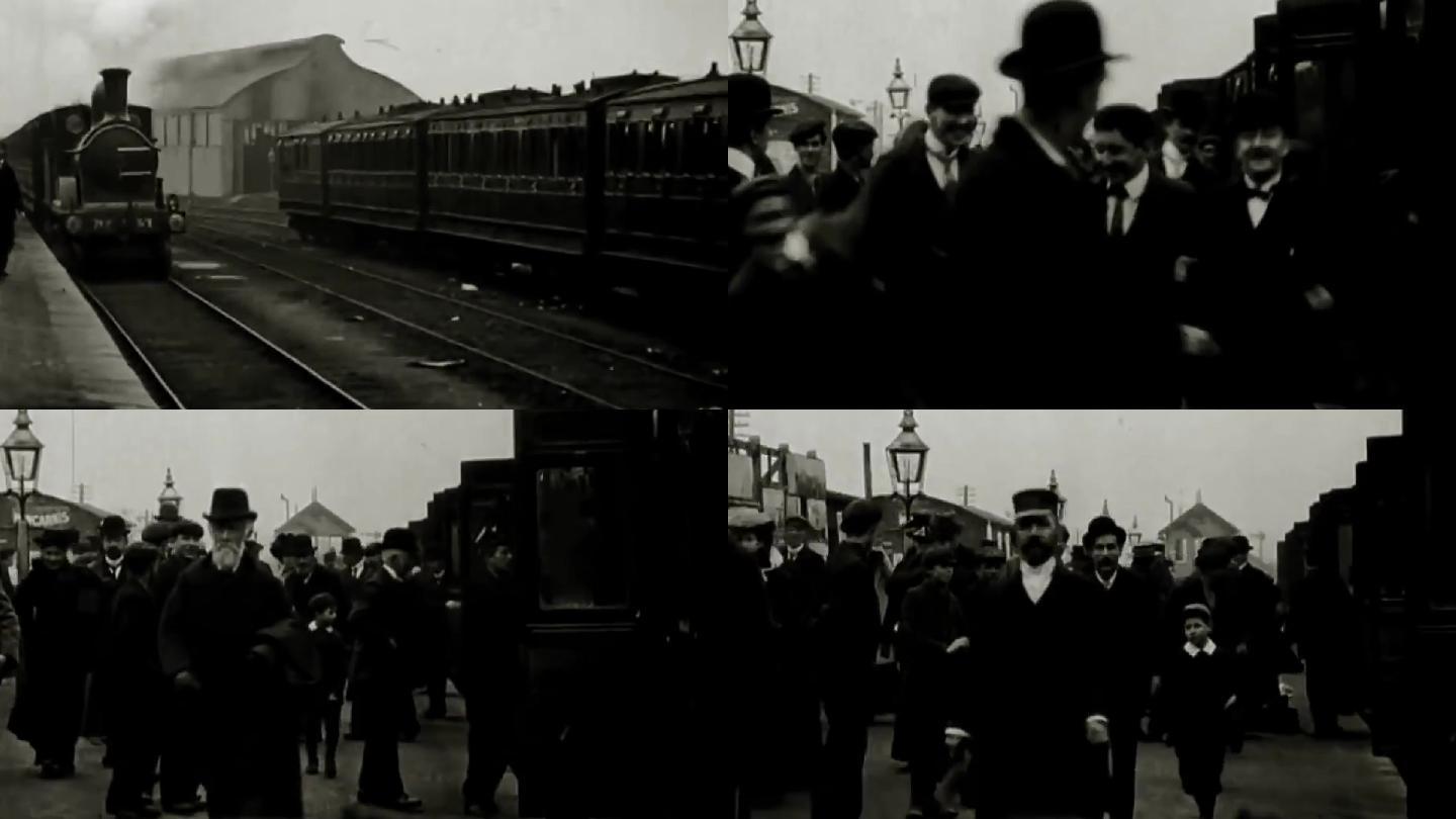 20世纪初火车火车站台老火车客运