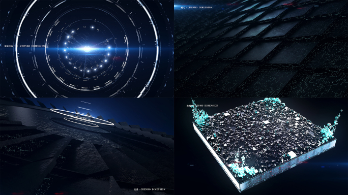 2K大屏幕三维太空科幻方块世界概念动画
