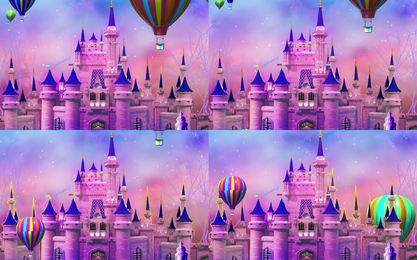 粉红城堡热气球