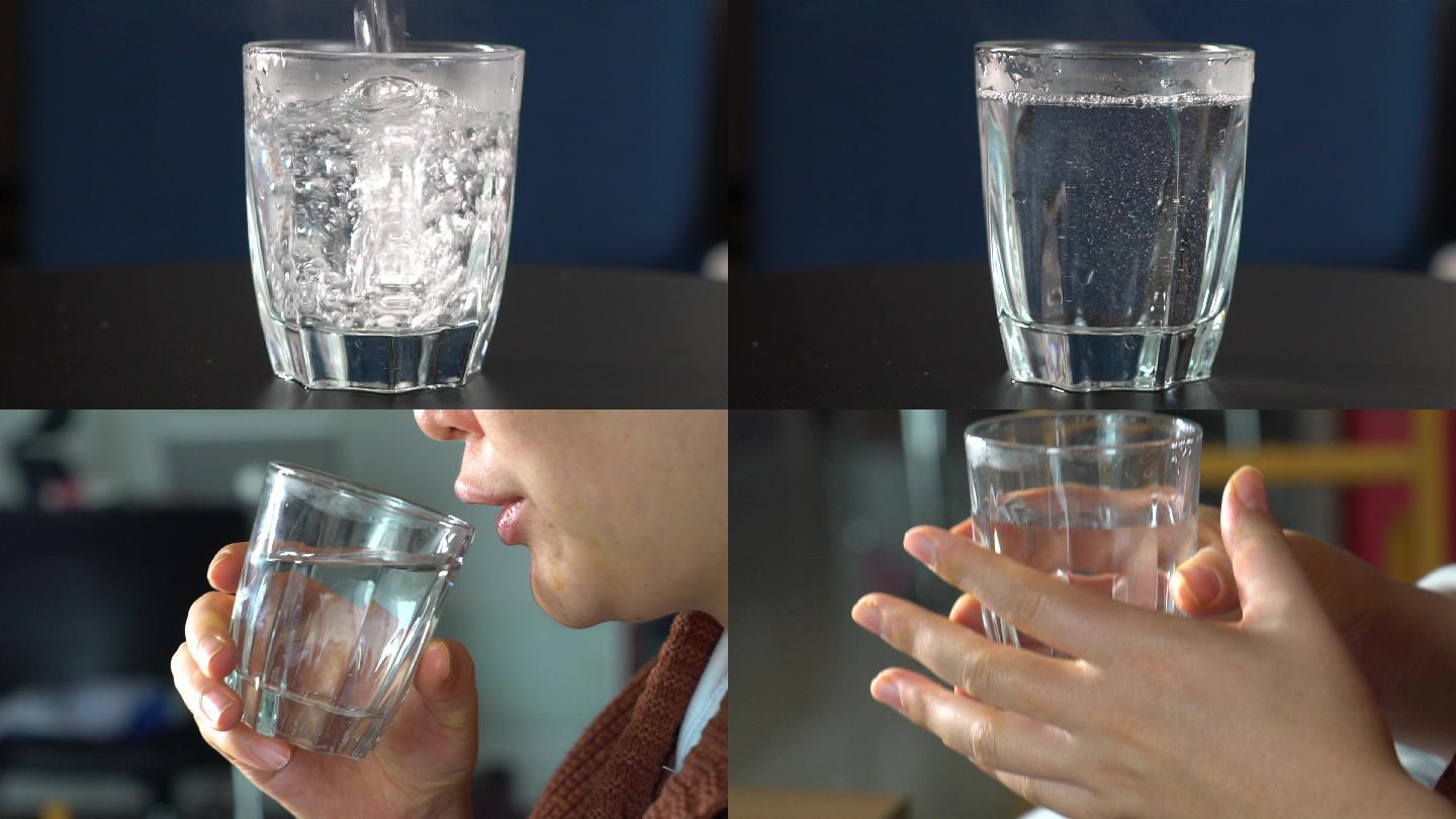 4K一杯水热水-倒水-喝水