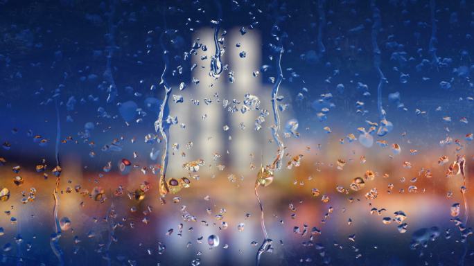 窗外雨滴-繁华城市夜景