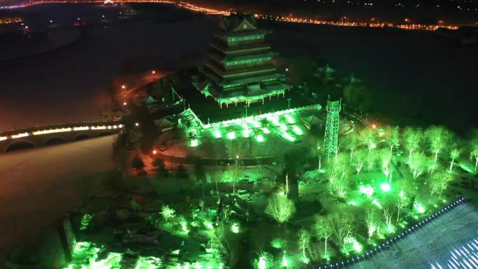 榆林市榆阳区河滨公园春节新年千万灯光首秀