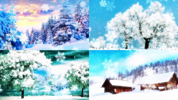 歌曲《雪绒花》成品配乐视频雪景下雪风光