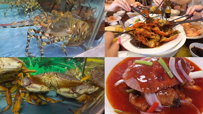 蟹虾扇贝海鱼海鲜大餐-增