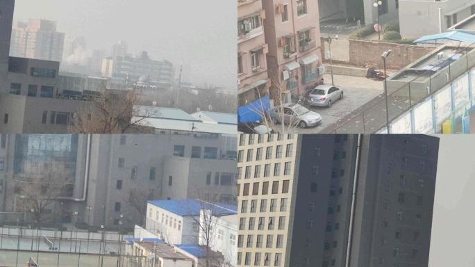 城市场景俯拍监控探头摄像头雾霾