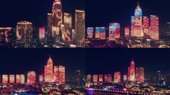 4K航拍烟台滨海广场跨年灯光秀