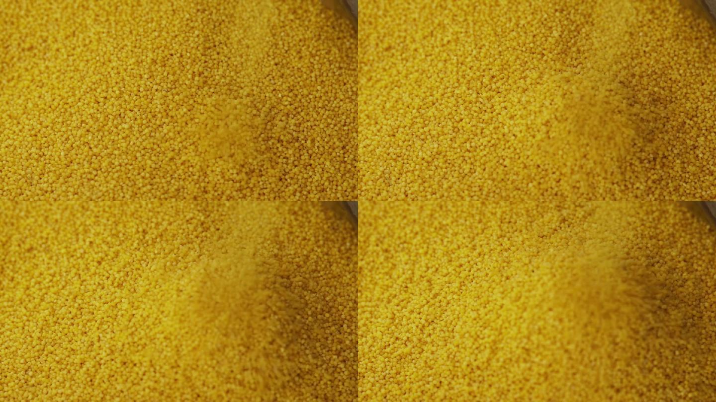 金黄色的小米洒落