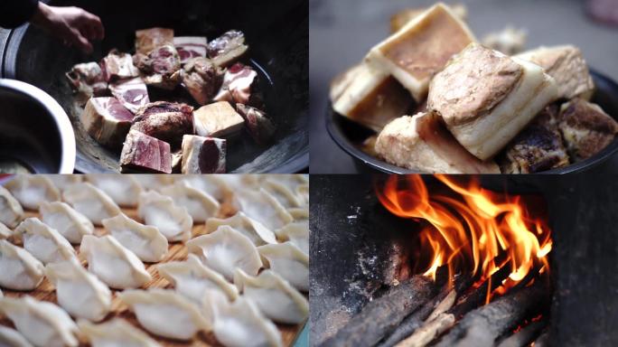 春节年味包饺子煮肉
