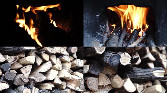土灶木材灶火