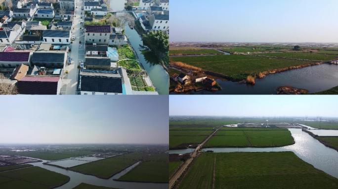 泰州兴化新农村建设农田蔬菜大棚航拍