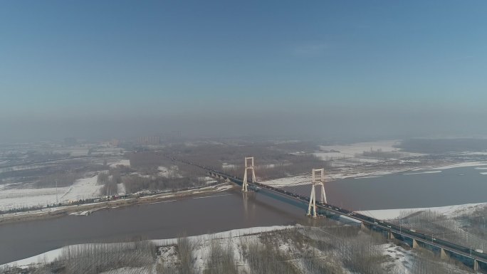 济南黄河大桥雪景