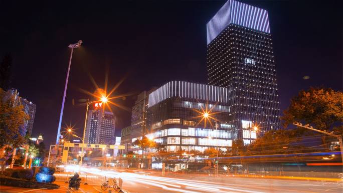 湖北宜昌新国贸大楼夜景延时摄影