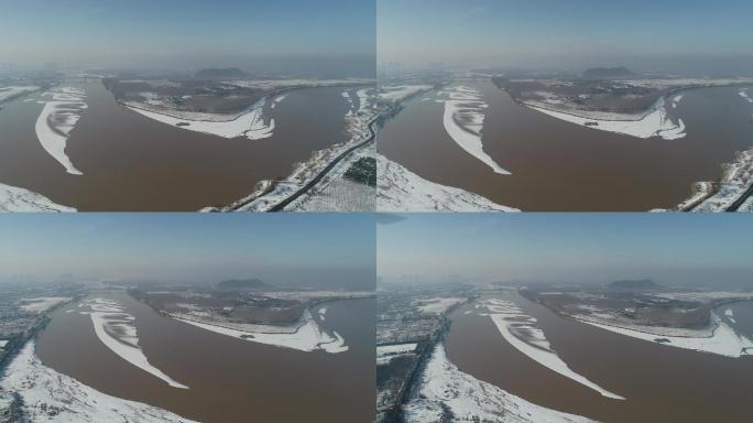 济南黄河雪景黄河转弯
