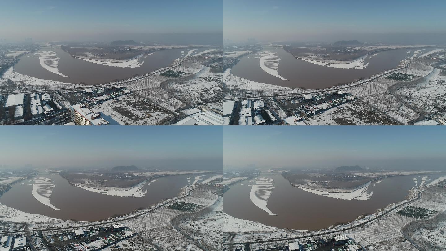 济南黄河雪景黄河转弯