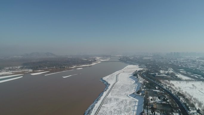 济南铁路黄河大桥雪景1