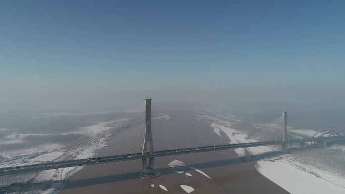 济南建邦黄河大桥雪景