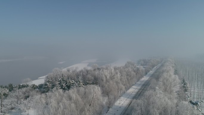 济南黄河沿岸雪景